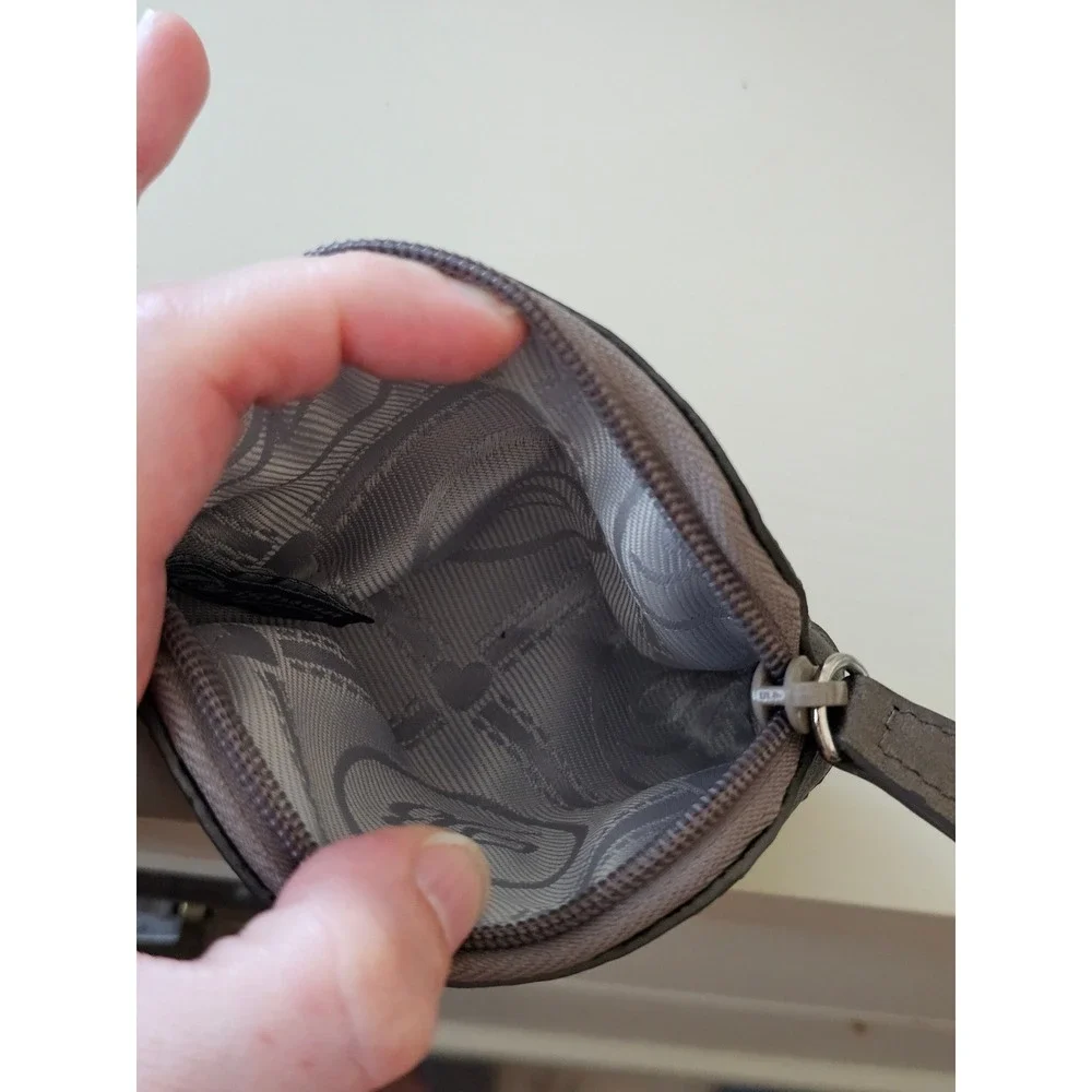 Brighton Metallic Pewter Leather Heart Coin Purse Zip Pouch Mini Wallet